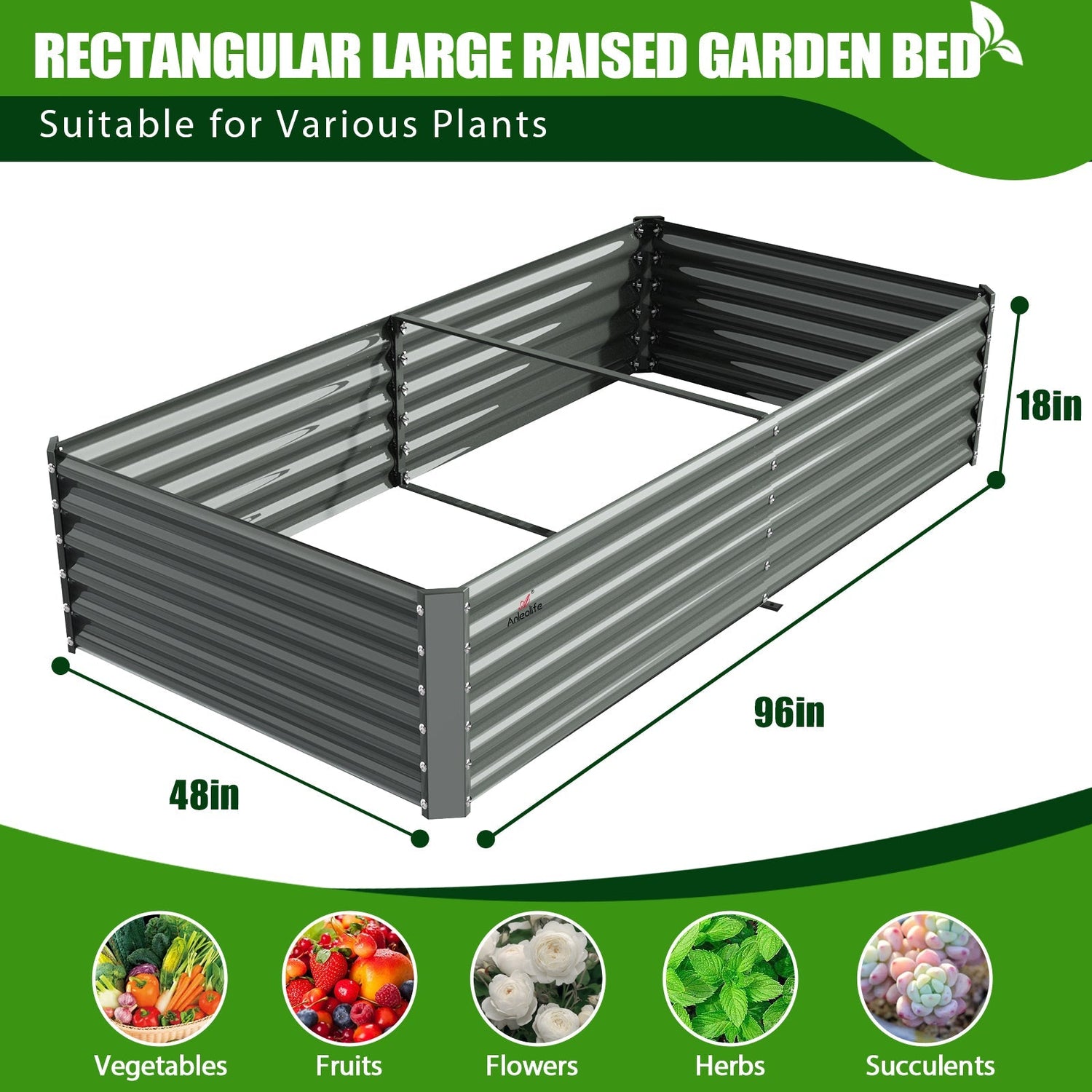 18"–24" Tall Galvanized Steel Raised Garden Beds (Set of 4) - Anleolife
