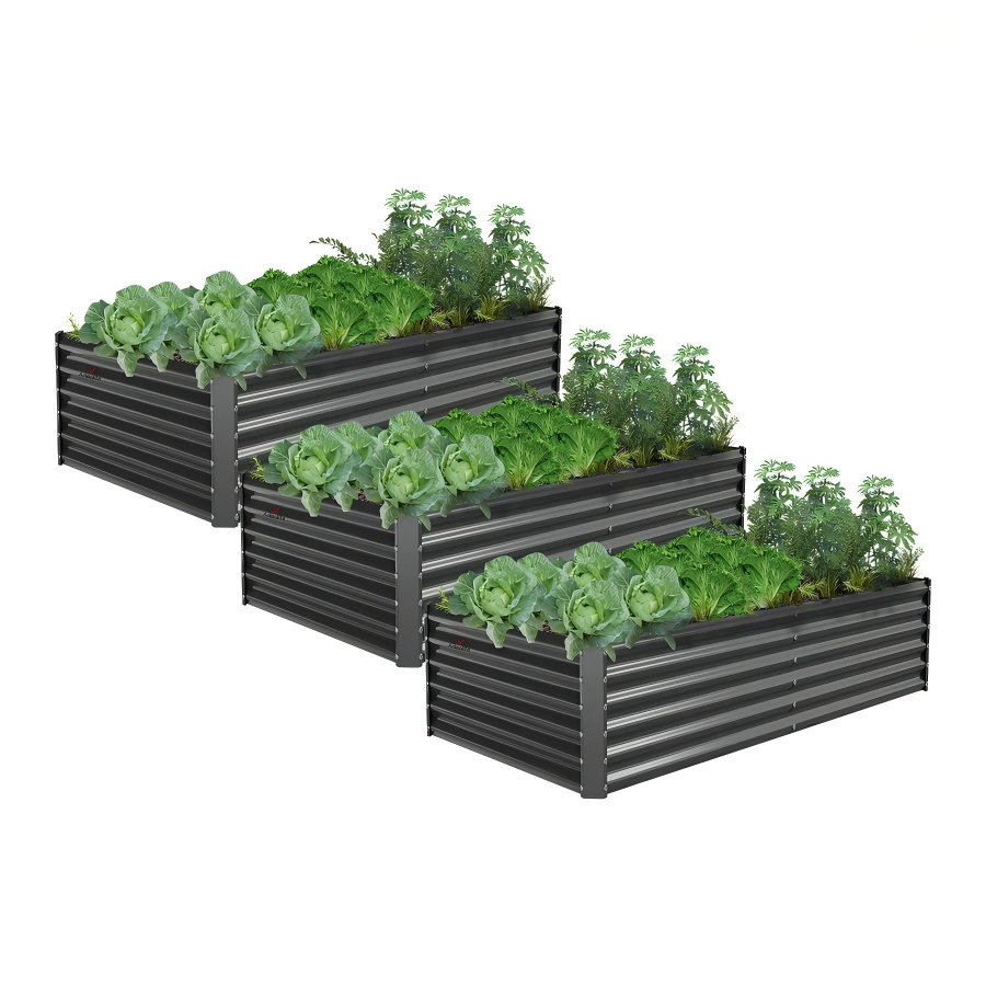 18" Tall 6x3 ft Rust-Resistant Raised Garden Beds (Set of 3)