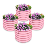Set of 4:2x2x1.5ft Kids Round Galvanized Metal Raised Garden Beds (Blush Pink) - Anleolife
