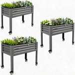 Three 35" Waist-High 4x1.5 ft Galvanized Steel Elevated Raised Garden Bed 