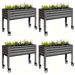 Four 35" Waist-High 4x1.5 ft Galvanized Steel Elevated Raised Garden Bed 