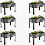 Set of six 35" Waist-High 4x1.5 ft Galvanized Steel Elevated Raised Garden Bed 