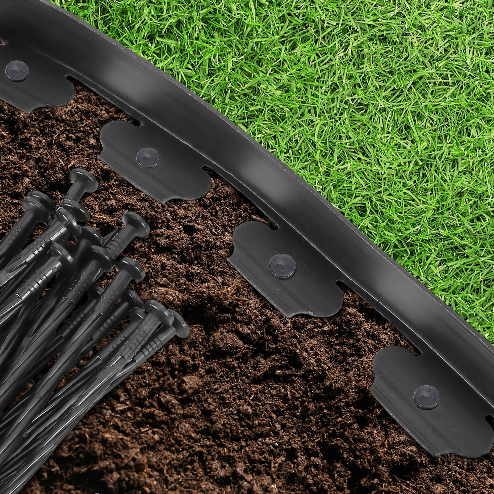 2x60ft Plastic Garden Edging Kit | 72 Stakes | Create Clean Lines