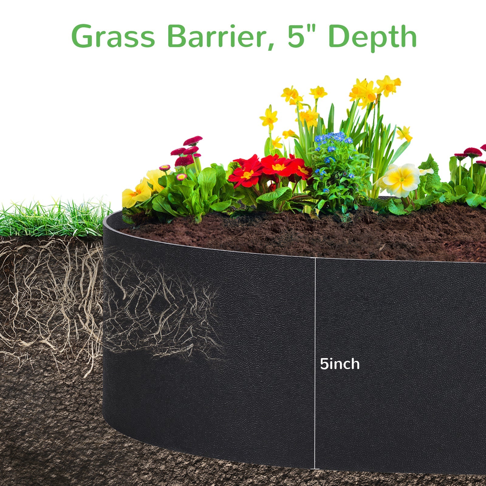 5x100ft Black Garden Landscape Edging | Anti-UV Plastic | 30