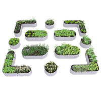 Set of 12:4X4X1.5ft& 6X2X1.5ft & 6.8x6.8x1.5ft Deep Root Galvanized Raised(White/Grey) - Anleolife