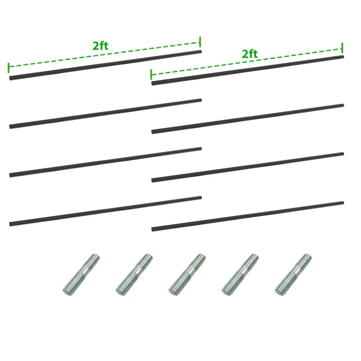 Bracing Rods for DIY Garden Beds – Two Short Rods Connect to Longer Rod