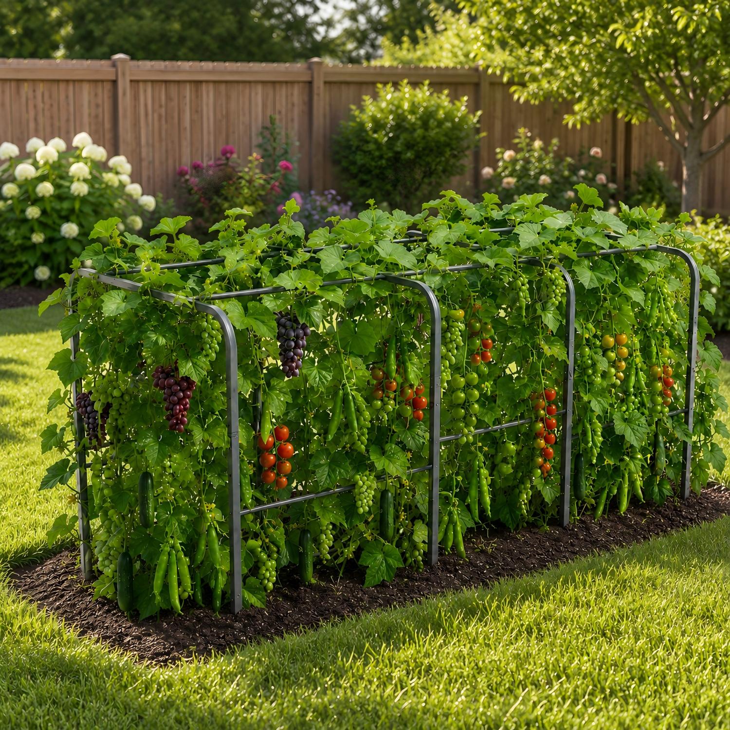 6.0×3.1×2.8 FT Garden Tunnel Trellis with Waterproof PE Net Cover