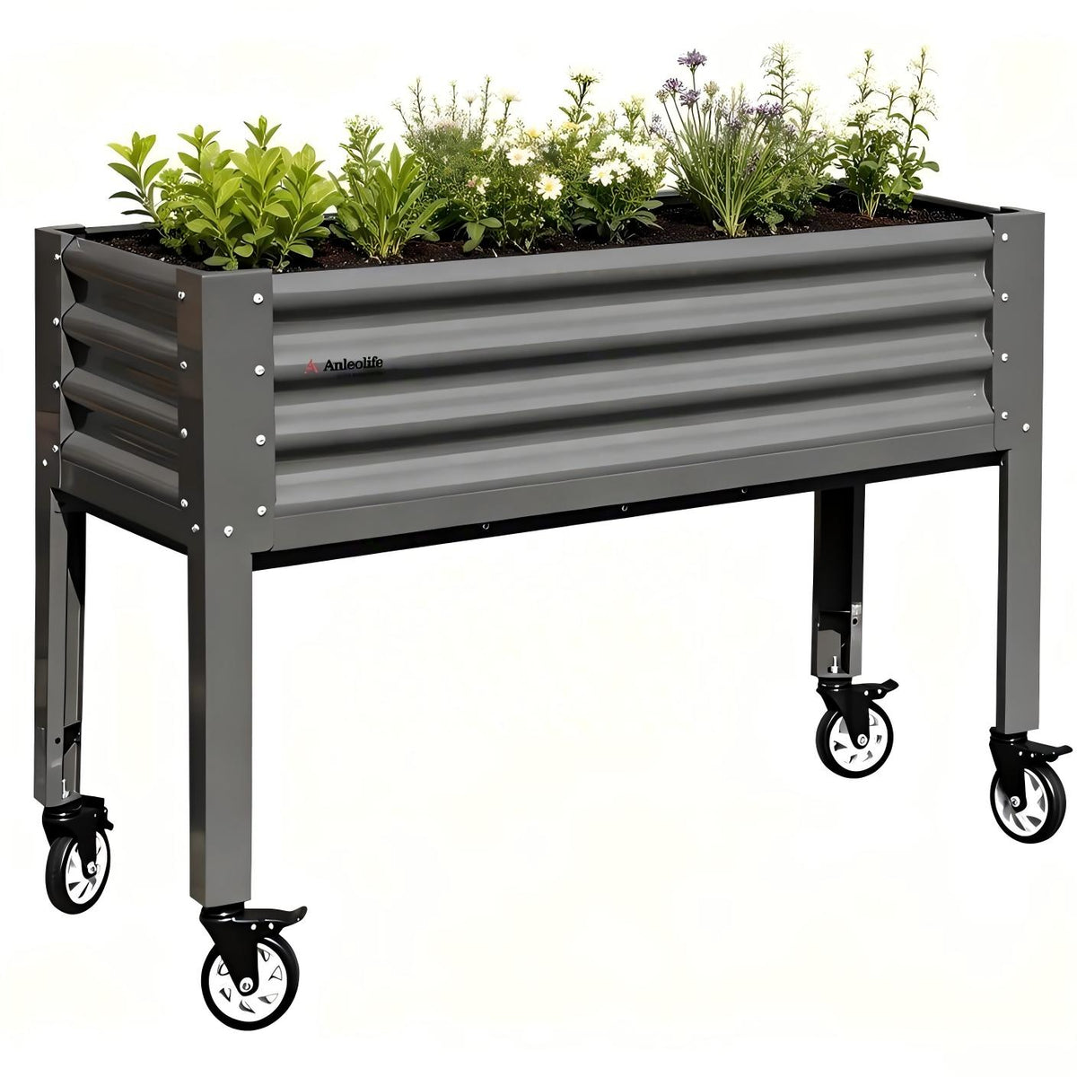35" Waist-High 4x1.5 ft Galvanized Steel Elevated Raised Garden Bed 