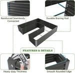 Collapsible metal garden bed with features highlighted on a white background 