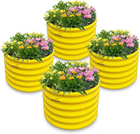 Set of 4:2x2x1.5ft Kids Round Galvanized Metal Raised Garden Beds (Sunlit Gold) - Anleolife