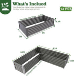 Garden raised bed kits with dimensions and quantity information on a white background 