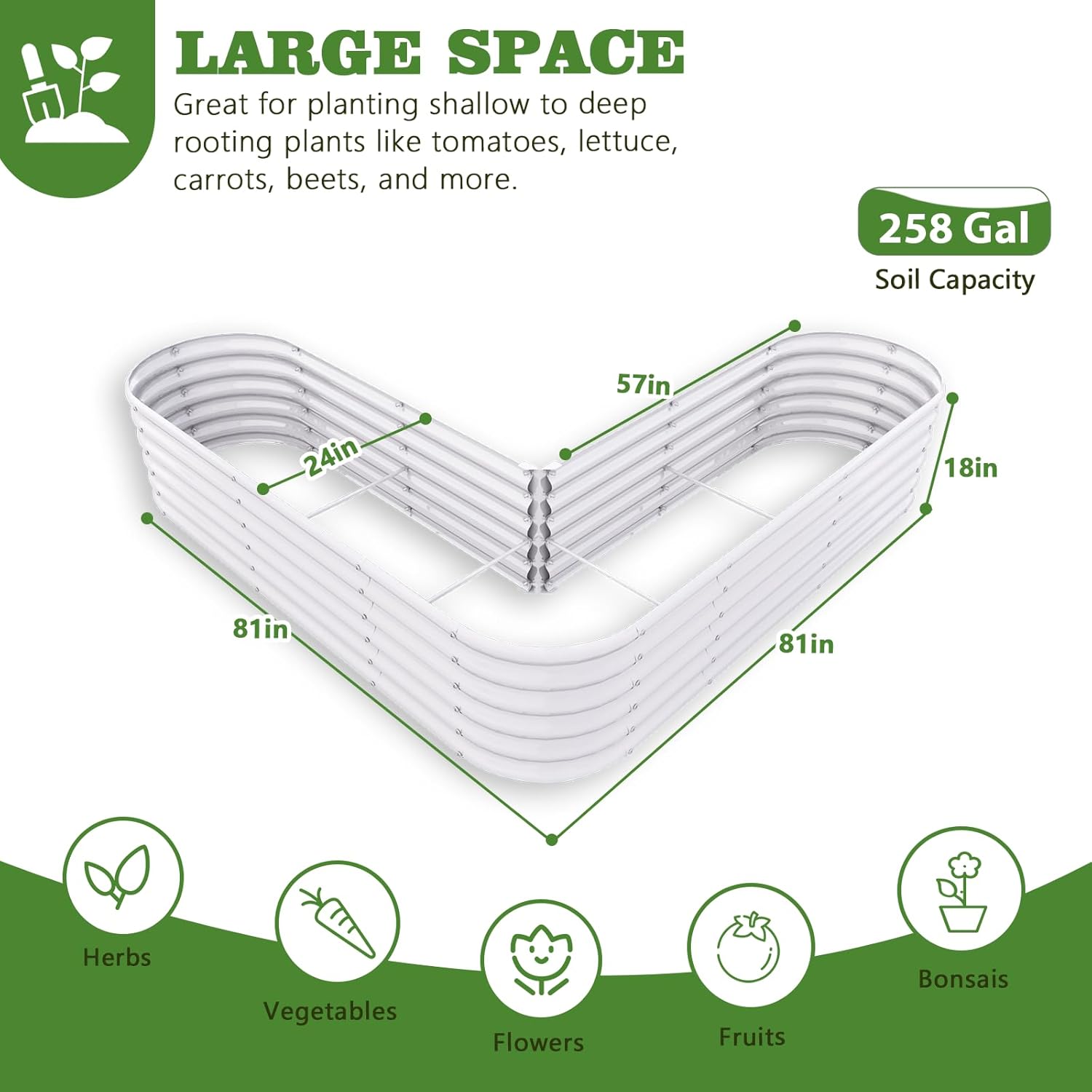 18" Tall 6x6 ft Heart Shape Raised Garden Bed - Anleolife