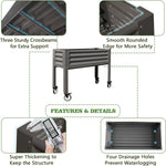 35" Waist-High 4x1.5 ft Galvanized Steel Elevated Raised Garden Bed with features highlighted on a white background 