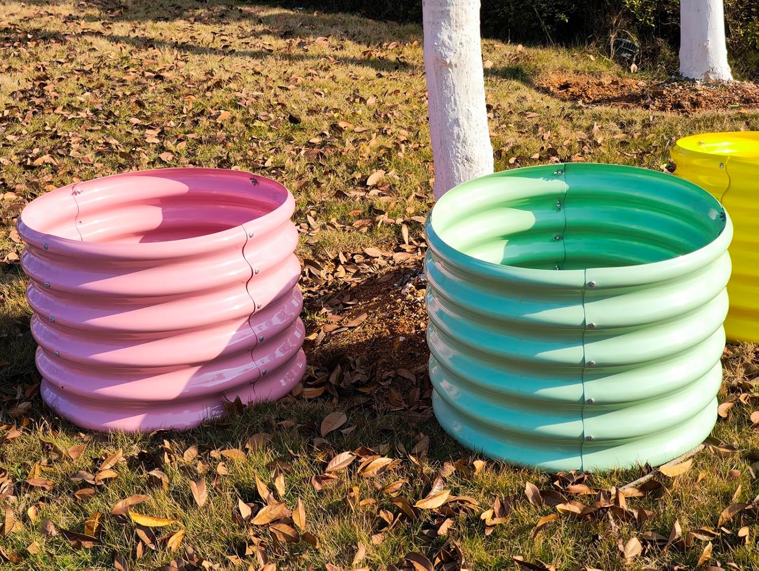 Set of 4:2x2x1.5ft Kids Round Galvanized Metal Raised Garden