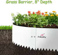 8" x 40" Galvanized Steel Garden Edging, 6-Pack (20FT Total), Powder Coating Lawn Border - White - Anleolife