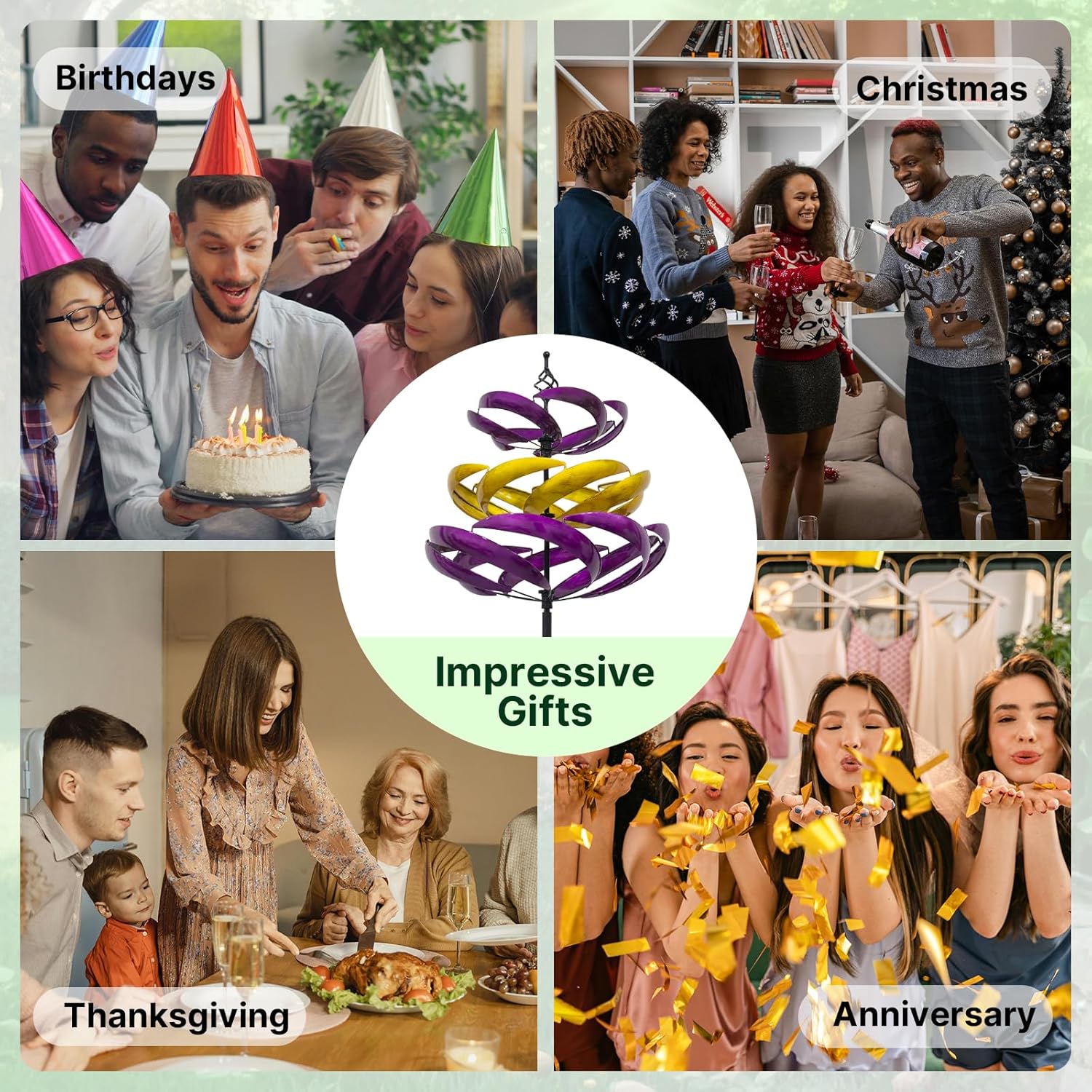 77" Tall Metal Kinetic Wind Spinner for Garden – 3D Lotus Design & 360-Degree Rotation