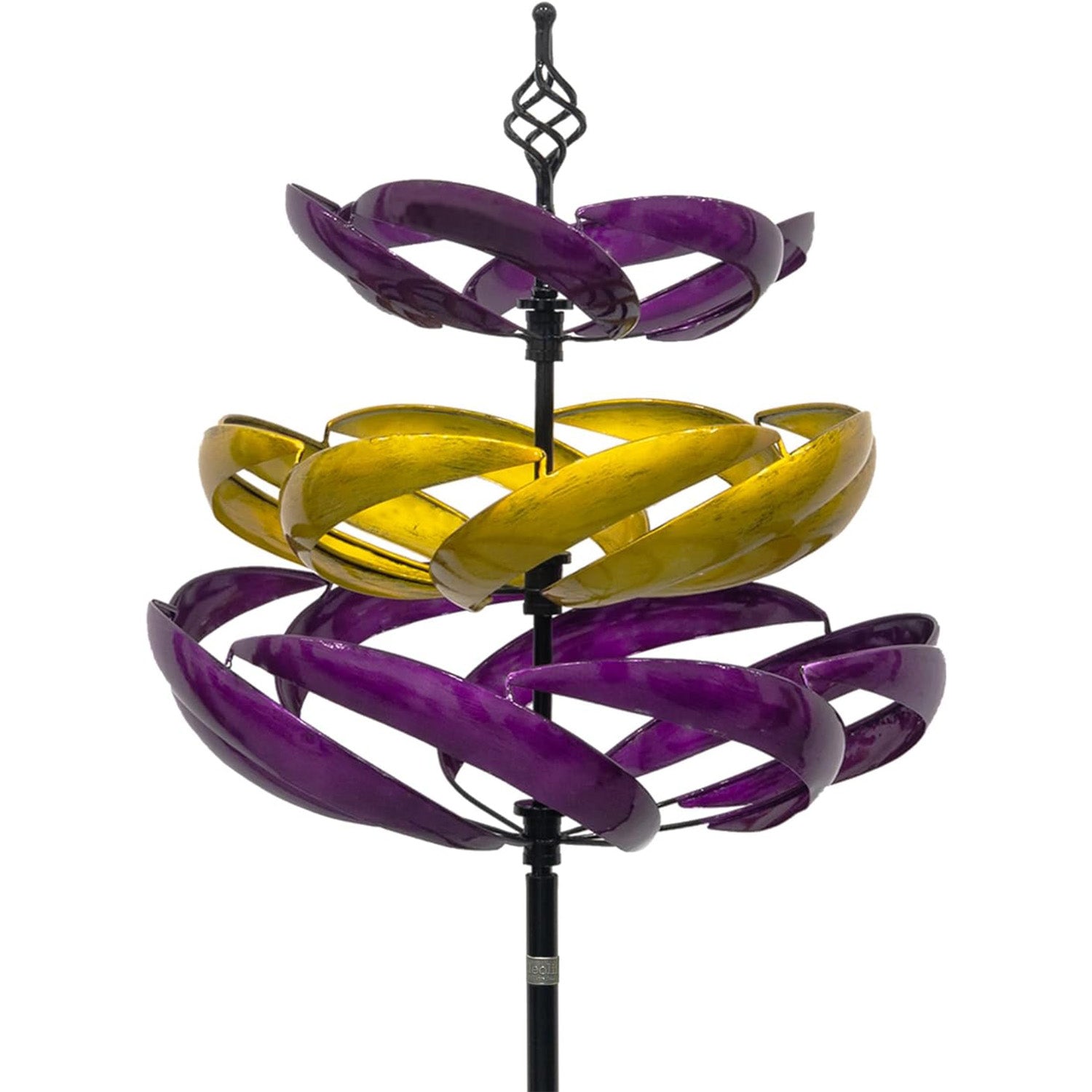77" Tall Metal Kinetic Wind Spinner for Garden – 3D Lotus Design & 360-Degree Rotation