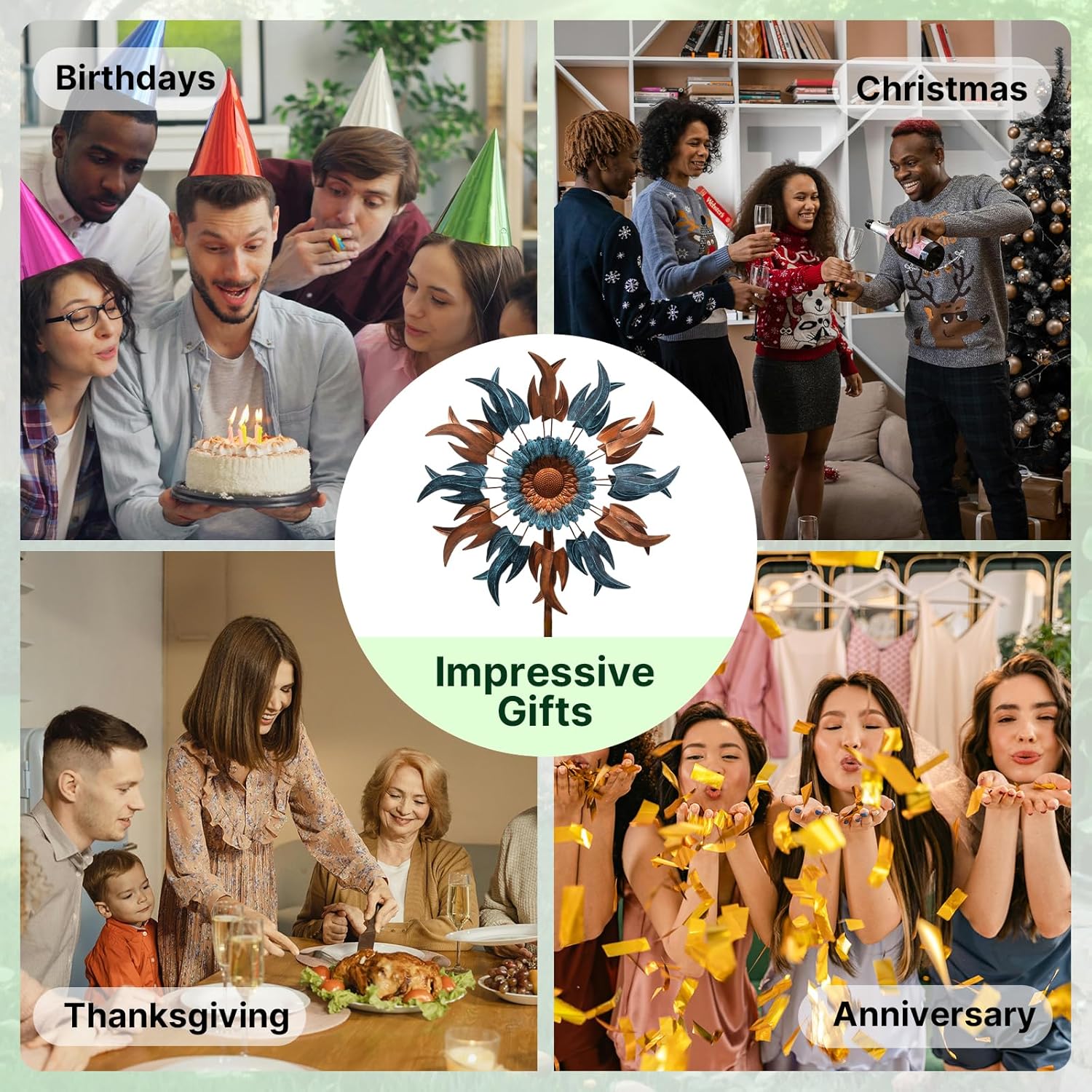 84" Tall Outdoor Metal Kinetic Wind Spinner – Retro Flame Design, 360-Degree Rotation