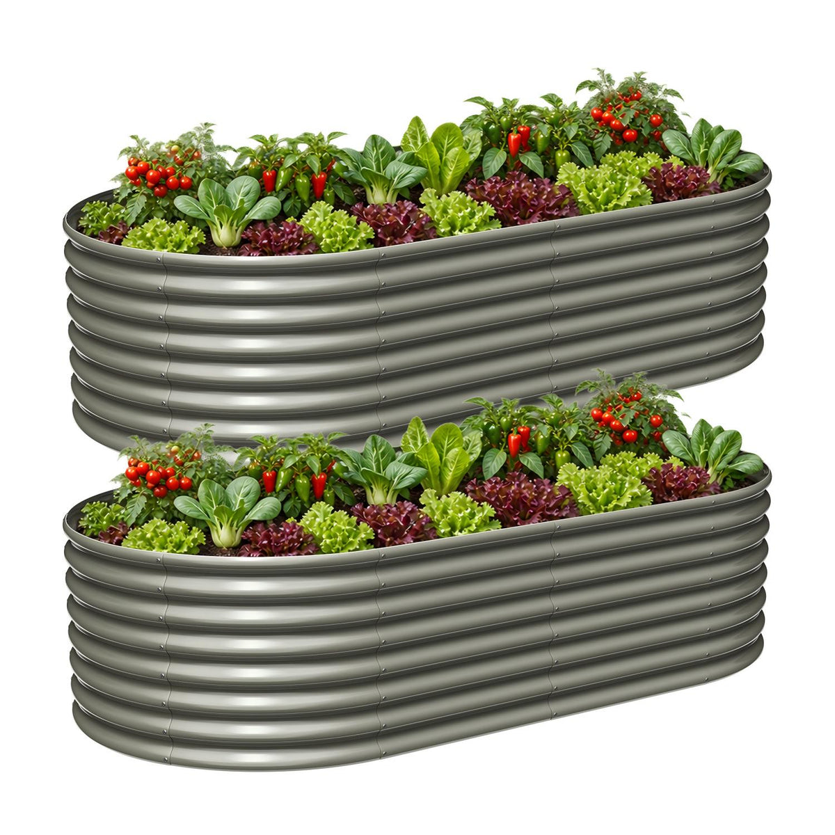 24" Extra Tall 8x4 ft Rust-Resistant Raised Garden Beds (Set of 2)
