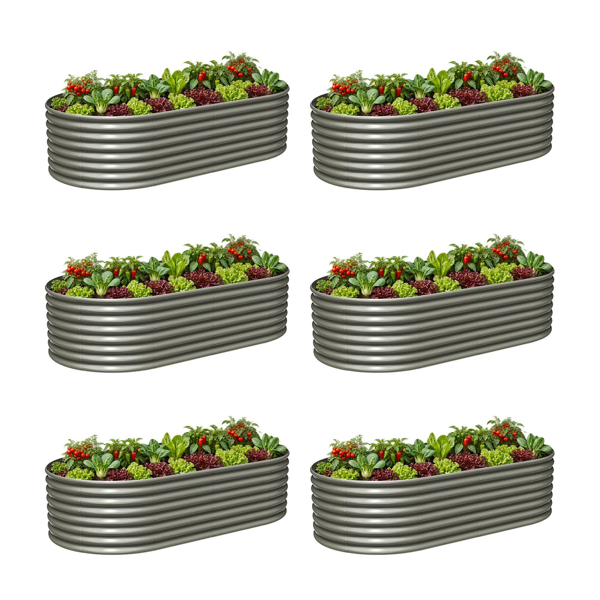 24" Extra Tall 8x4 ft Easy Assembly Raised Garden Beds (Set of 6)
