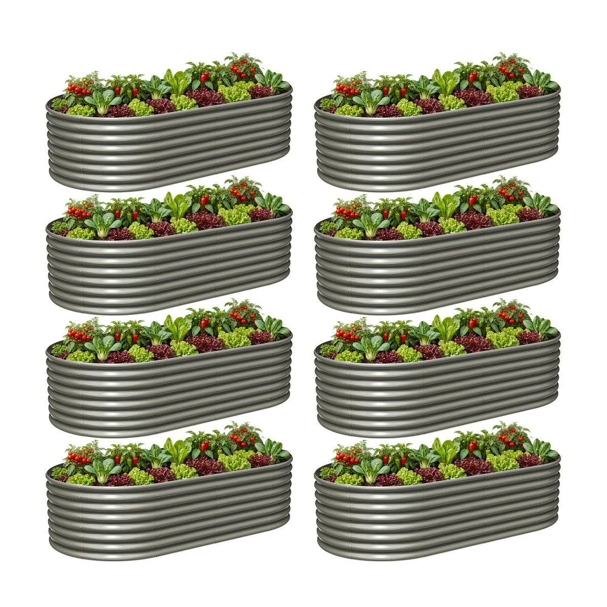 24" Extra Tall 8x4 ft Modular Raised Garden Beds (Set of 8)
