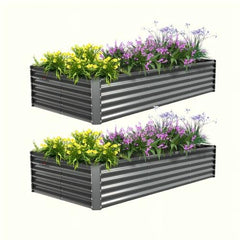 18" Tall 8x4 ft Heavy Duty Raised Garden Beds (Set of 2)