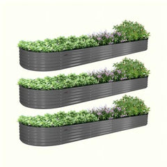 18" Tall 12x3 ft Rust-Resistant Raised Garden Beds (Set of 3)