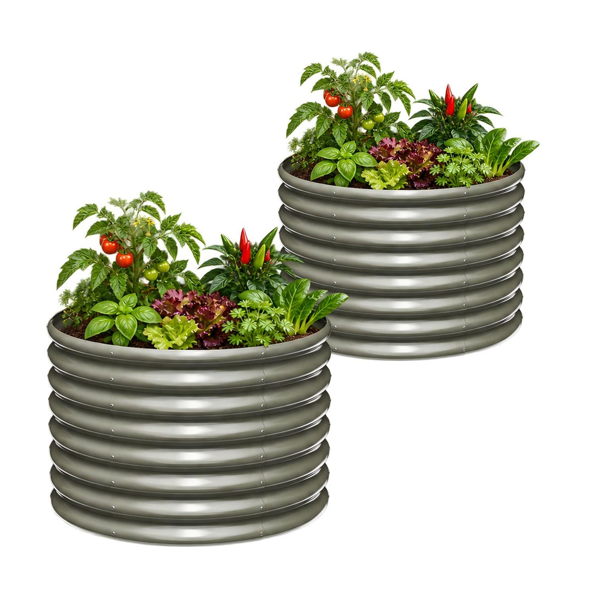 24" Extra Tall 35" Wide Round Raised Garden Beds (Set of 2)