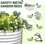 Safety metal garden bed with plants and features highlighted on a green background 