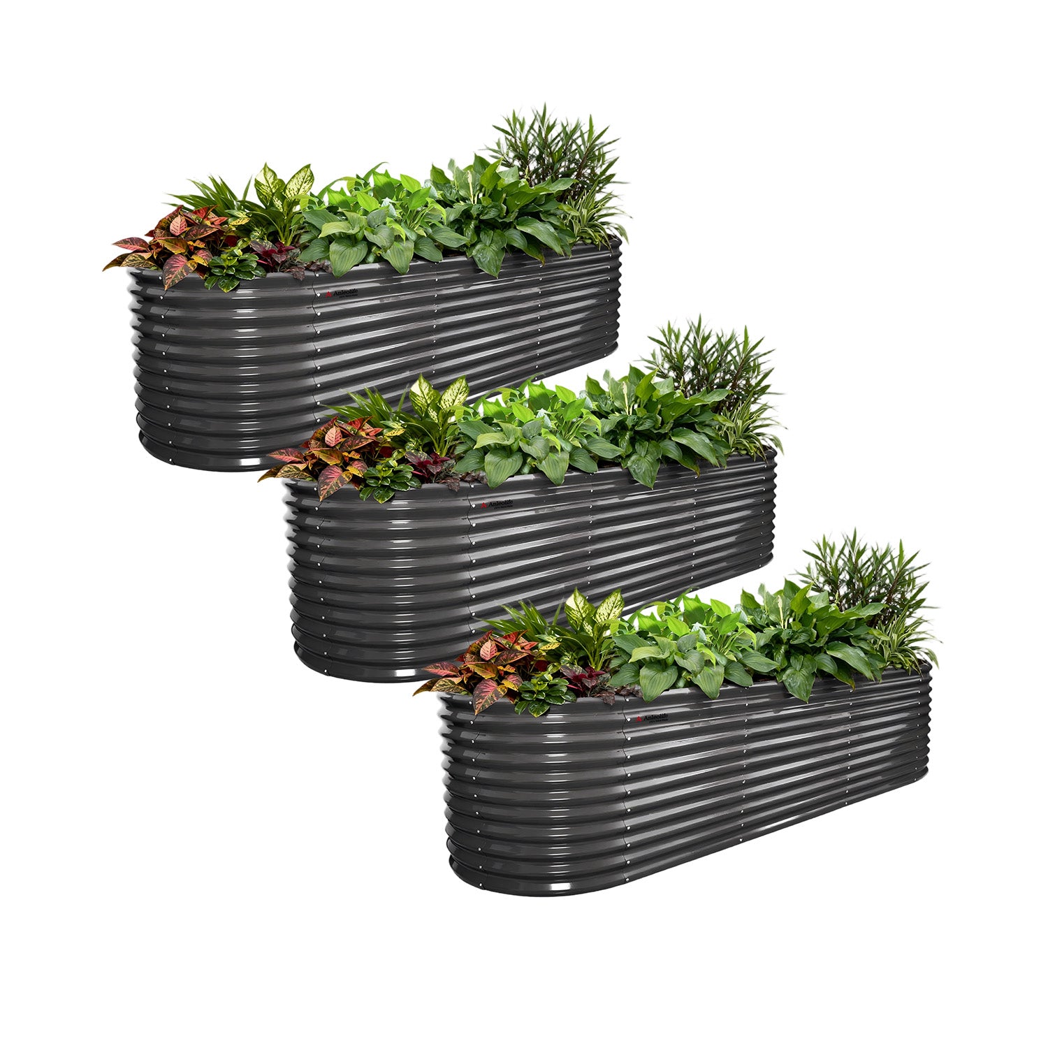 30" Extra Tall 10x3 ft Galvanized Steel Raised Garden Bed (Set of 3)