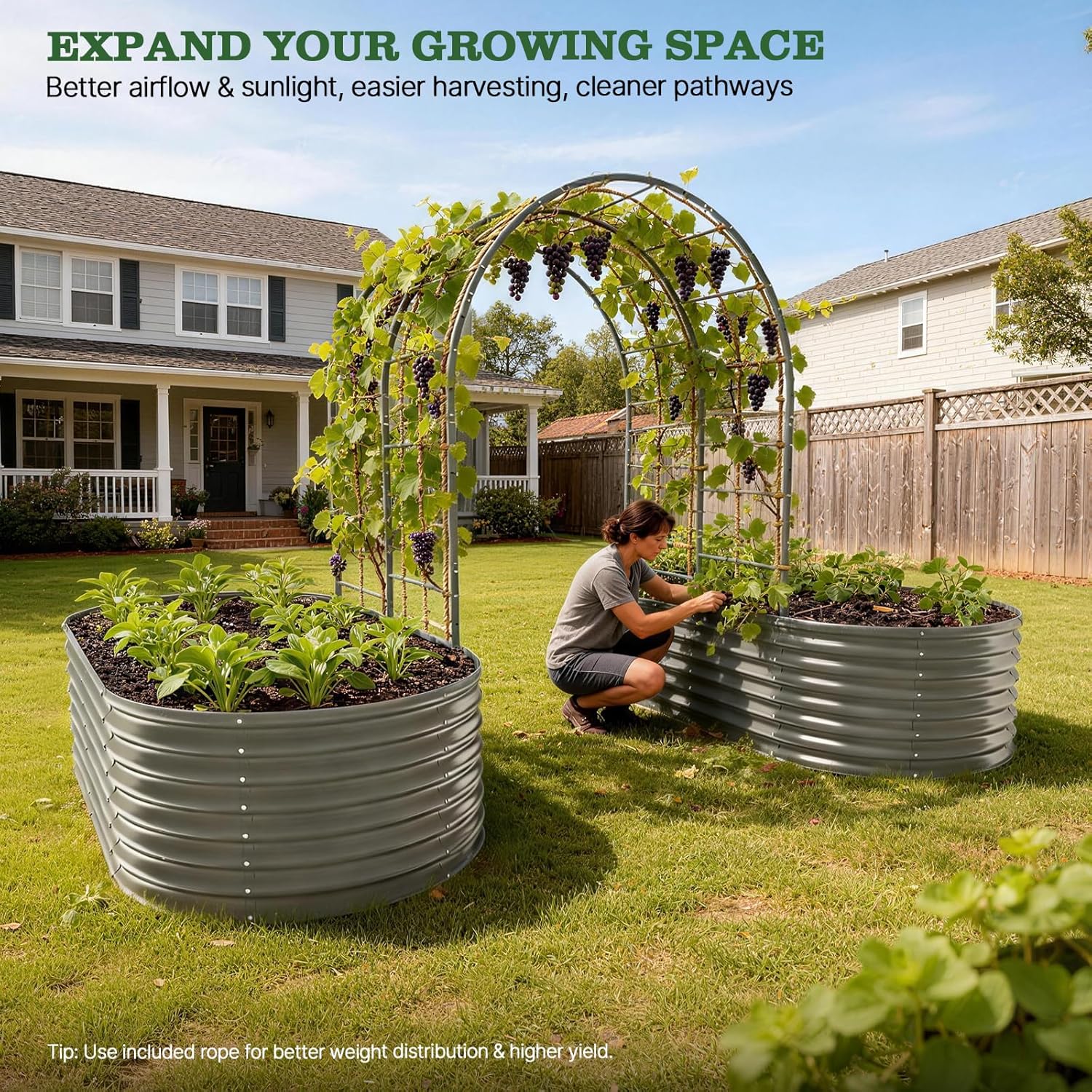 Heavy Duty Garden Arch Trellis for Raised Beds