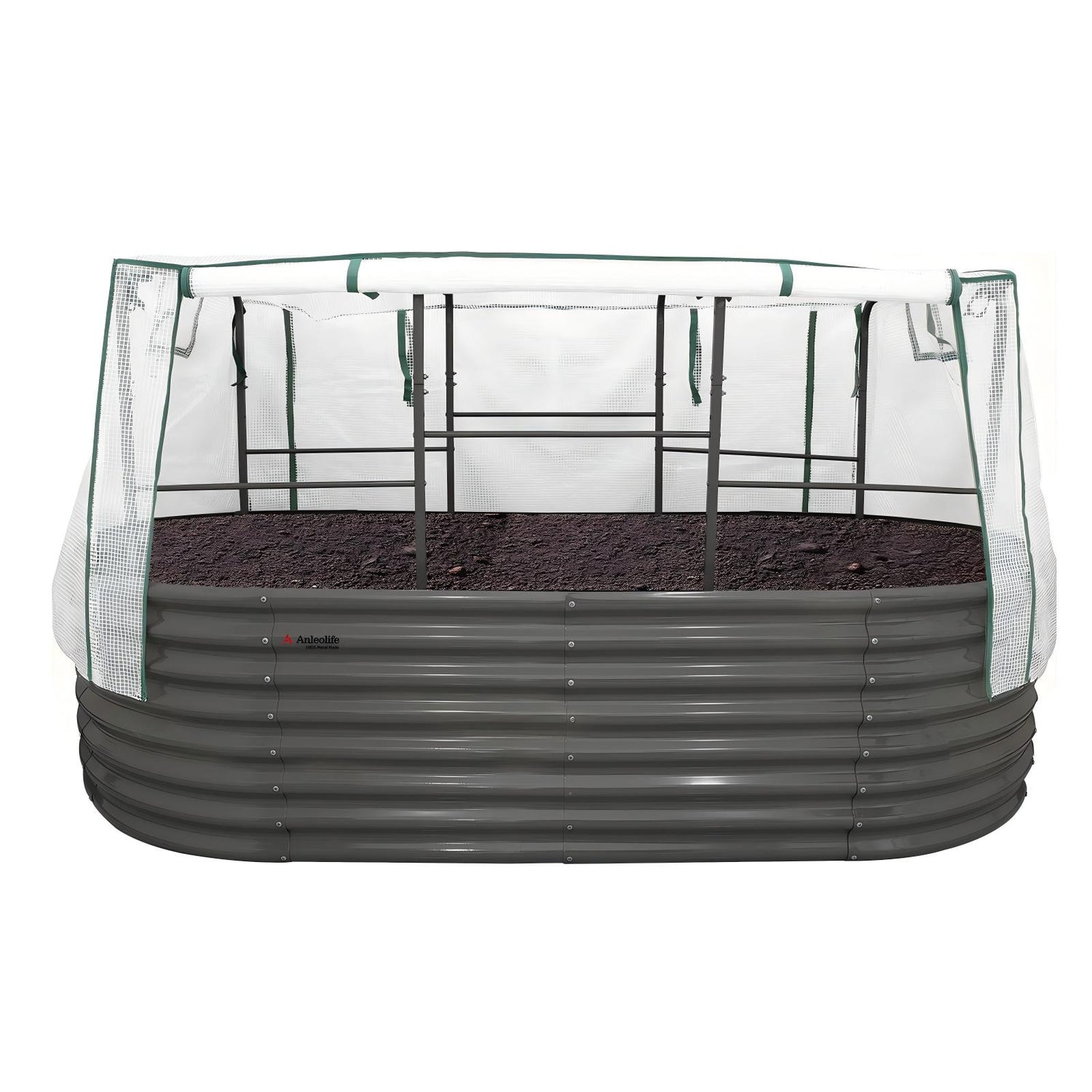 24" Extra Tall 8×4 ft Raised Garden Bed Kit (1 Bed + 1 Tunnel Trellis + 1 Waterproof Cover)