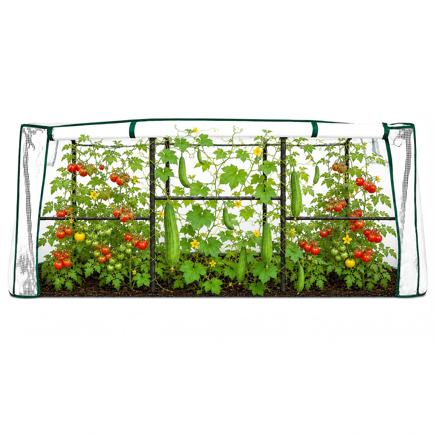 6.0×3.1×2.8 FT Garden Tunnel Trellis with Waterproof PE Net Cover
