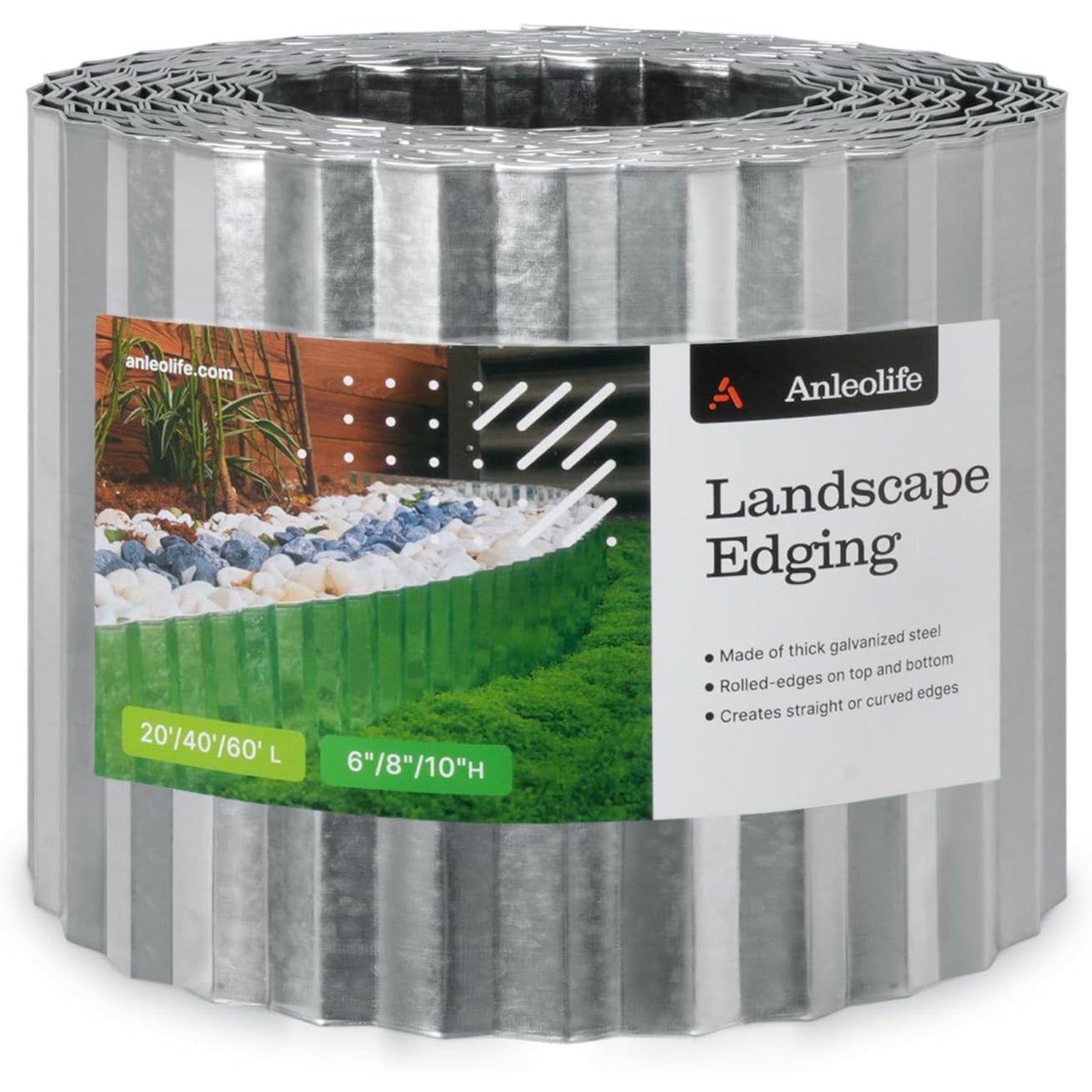 Roll of landscape edging with Anleolife branding on a white background 
