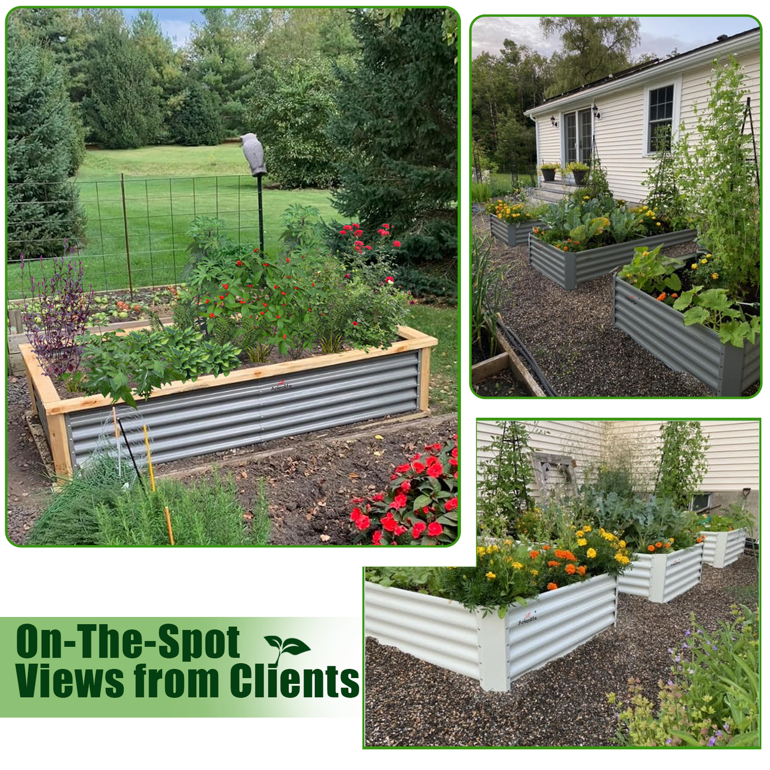 18" Tall 6x3 ft Galvanized Steel Raised Garden Bed - Anleolife