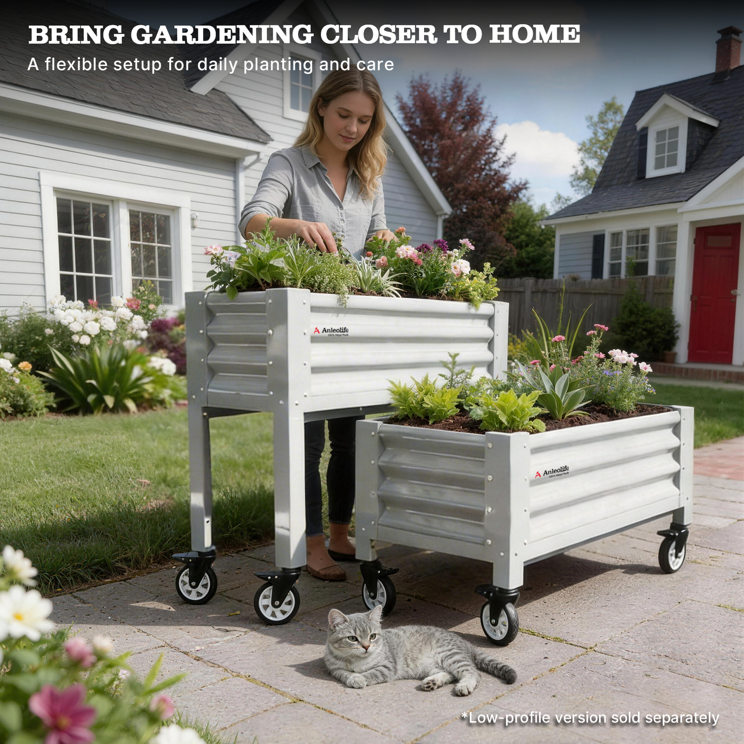 35" Waist-High 4x1.5 ft Galvanized Steel Elevated Raised Garden Bed 