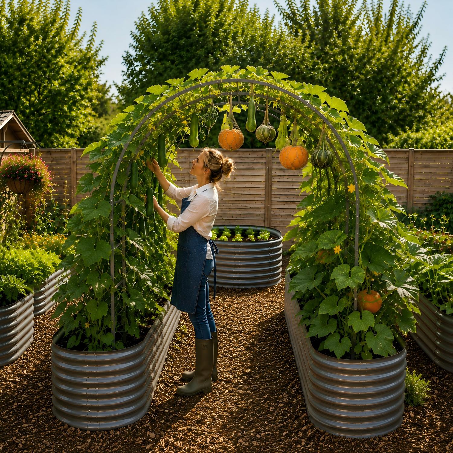 6 FT Heavy-Duty Metal Arch Garden Trellis for Raised Beds & Climbing Plants