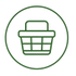 Green icon of a trash bin with a line through it on a white background