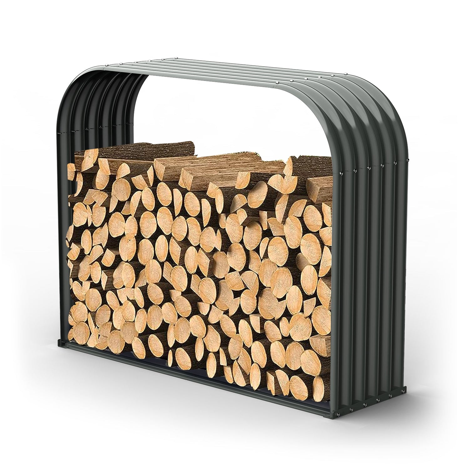 18"D x 59"W x 48"H, 32 Cube Ft, Metal Firewood  Racks Log Holder, Grey Galvanized Steel Shed, Rainproof