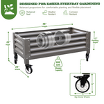 Elevated Raised Garden Bed with dimensions and features highlighted on a white background 