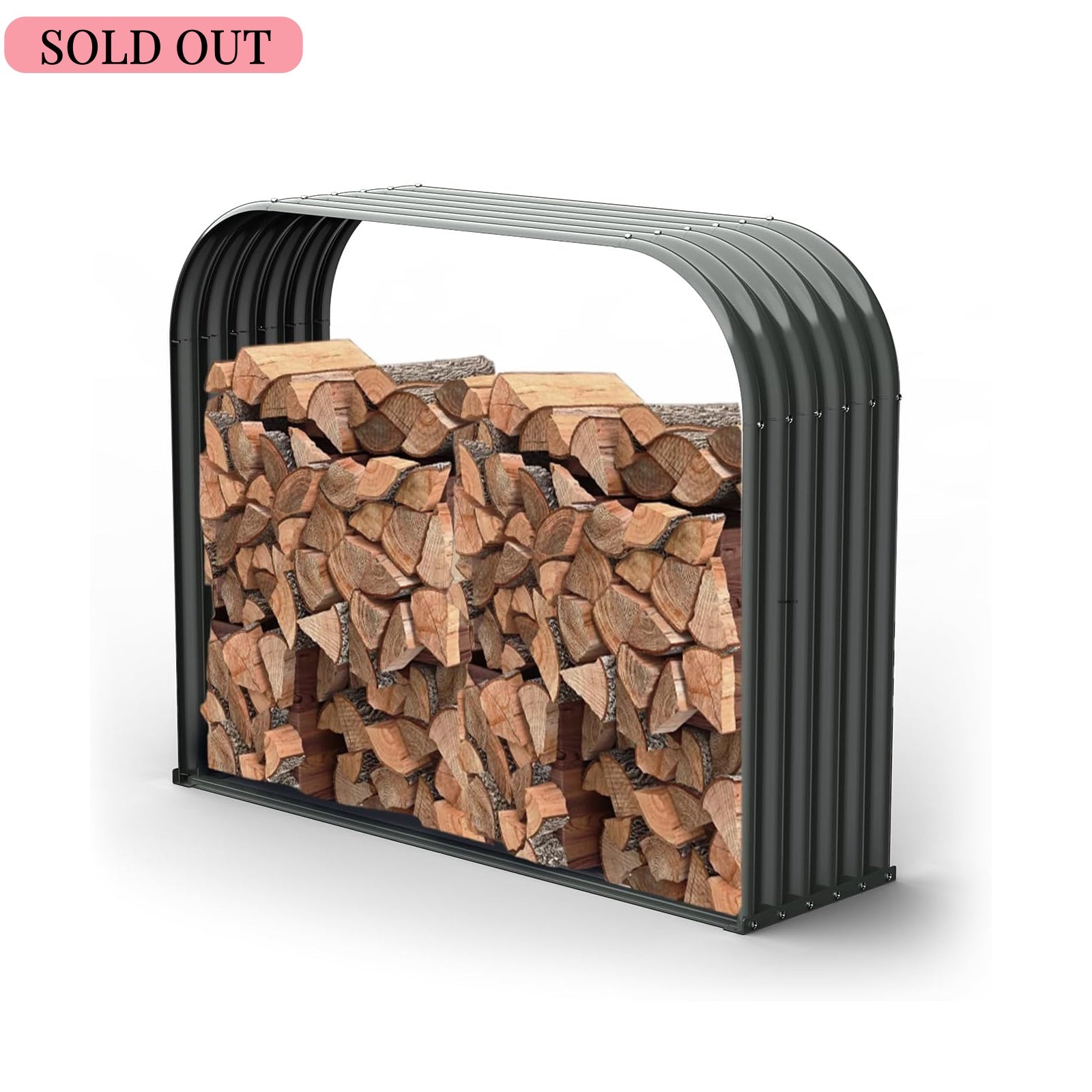 18"D x 54"W x 43"H,24 Cube Ft Storage Metal Firewood Racks Log Holder ,Grey Galvanized Steel  Shed, Water-Resistant Cover