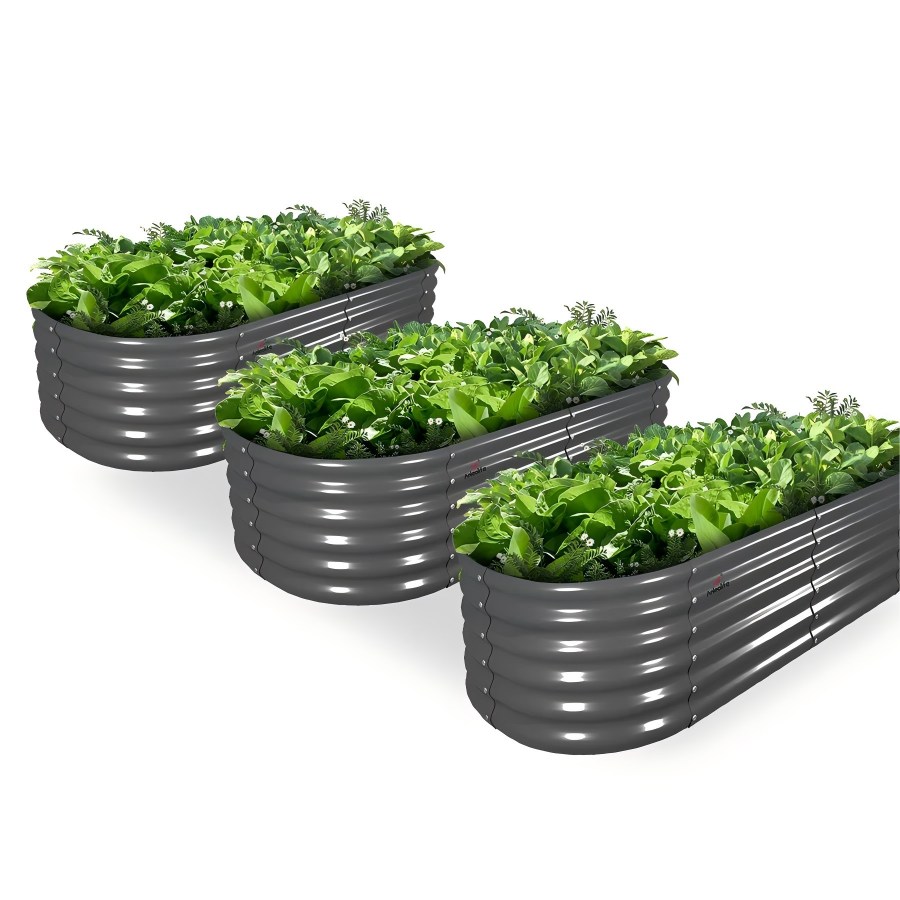 18" Tall 6x2 ft Modular Raised Garden Beds (Set of 3) - Gray