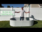 The cool guy and his cool white metal raised garden bed 