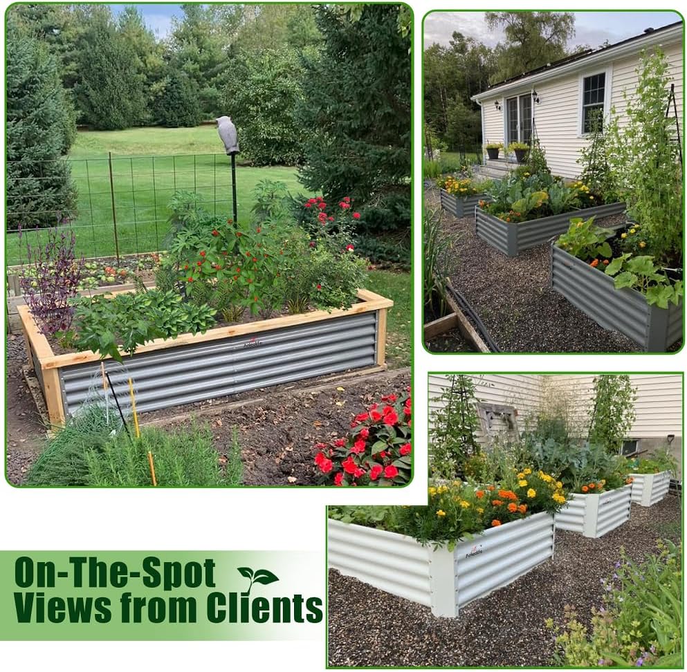 18" Tall 8x4 ft Galvanized Steel Raised Garden Bed - Anleolife