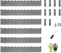 6" x 40" Wavy Edge Galvanized Steel Garden Edging, 6-Pack (20FT Total) - Grey - Anleolife