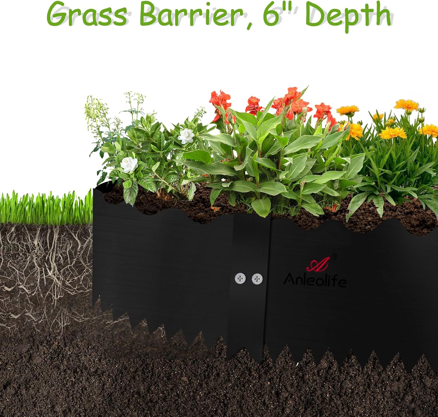 6" x 40" Wavy Edge Galvanized Steel Garden Edging, 6-Pack (20FT Total) - Black
